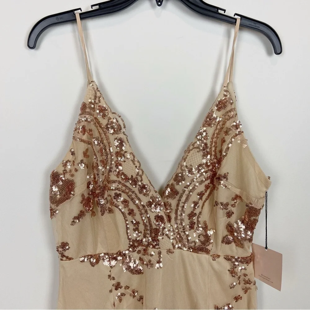 Superdown Abigal Mini Dress in Gold Size L
